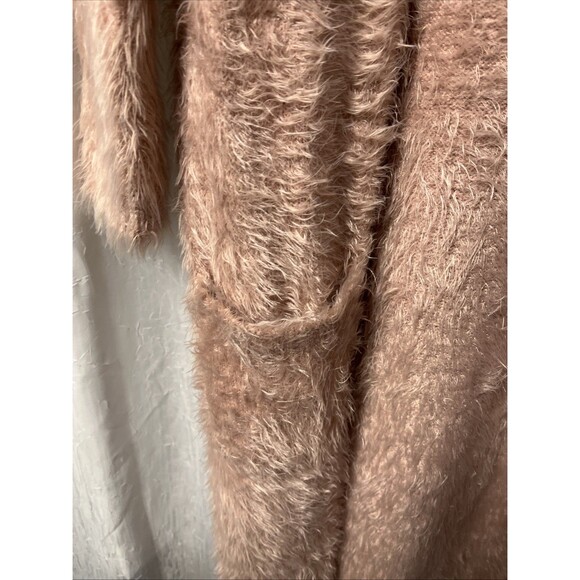 BB Dakota Mauve Lovefool Eyelash Duster Open Front Long Cardigan Sweater Size M - Picture 4 of 7